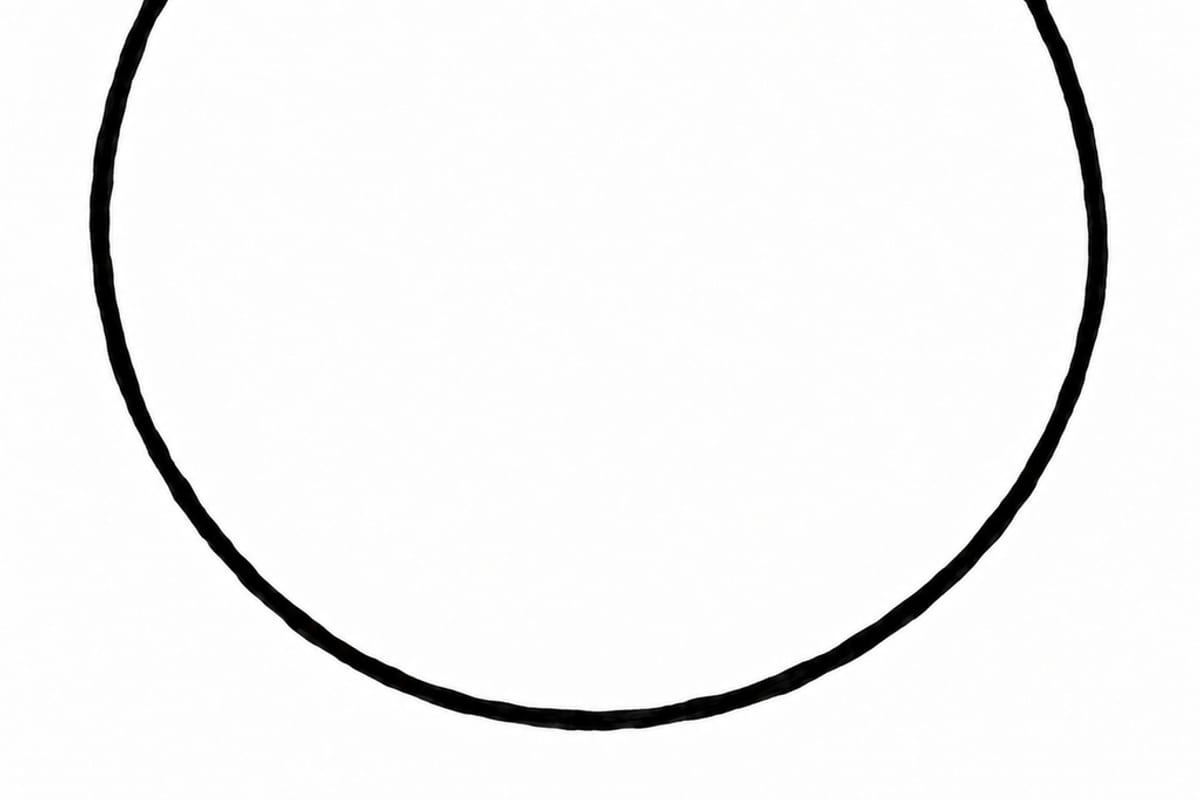 A calm moth rests its tiny legs on the circle's upper rim, above an entirely empty white interior.